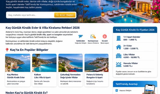 Kaş Günlük Kiralık Evler